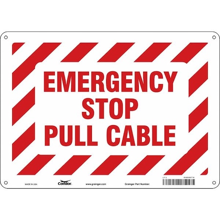 EMERGENCY STOP PULL CABLE, 14 in W x 10 in H, Horizontal Rectangle, Polyethylene, 469H74 MPN:469H74