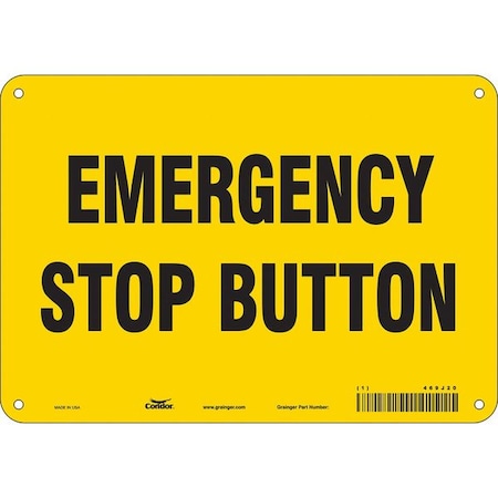 EMERGENCY STOP BUTTON, 10 in W x 7 in H, Vertical Rectangle, Polyethylene, 469J20 MPN:469J20