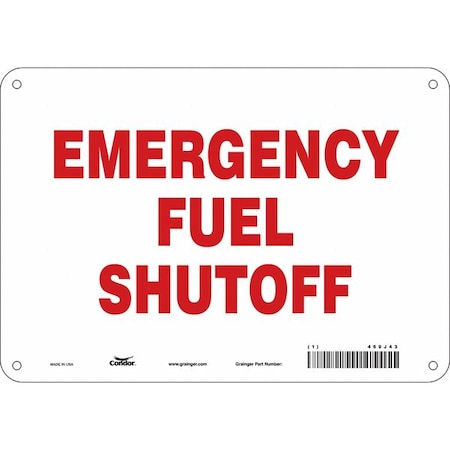 No Header, EMERGENCY FUEL SHUTOFF, 10 in W x 7 in H, Vertical Rectangle, Polyethylene MPN:469J43