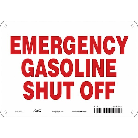 EMERGENCY GASOLINE SHUT OFF, 10 in W x 7 in H, Vertical Rectangle, Aluminum, 469J47 MPN:469J47