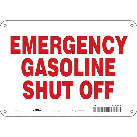 EMERGENCY GASOLINE SHUT OFF, 10 in W x 7 in H, Vertical Rectangle, Polyethylene, 469J49 MPN:469J49