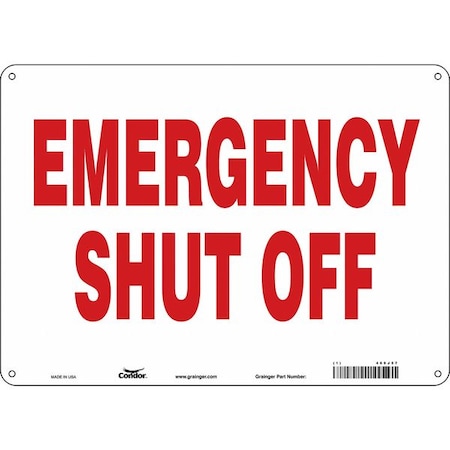 EMERGENCY SHUT OFF, 14 in W x 10 in H, Horizontal Rectangle, Polyethylene, 469J57 MPN:469J57