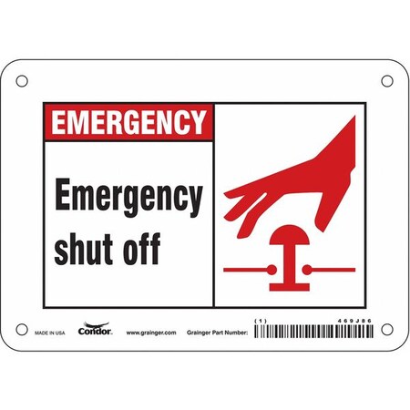EMERGENCY SHUT OFF, 7 in W x 5 in H, Horizontal Rectangle, Polyethylene, 469J86 MPN:469J86