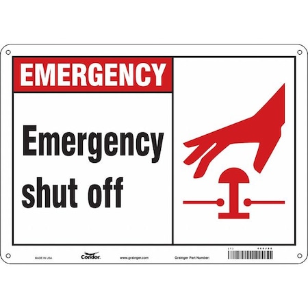 EMERGENCY SHUT OFF, 14 in W x 10 in H, Horizontal Rectangle, Polyethylene, 469J88 MPN:469J88