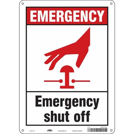 EMERGENCY SHUT OFF, 10 in W x 14 in H, Vertical Rectangle, Aluminum, 469J93 MPN:469J93