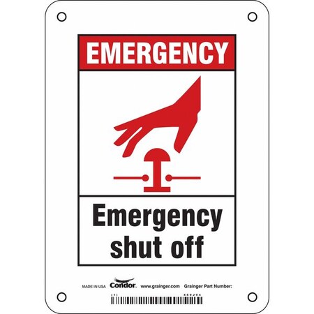 EMERGENCY SHUT OFF, 5 in W x 7 in H, Vertical Rectangle, Polyethylene, 469J94 MPN:469J94