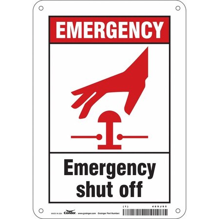 EMERGENCY SHUT OFF, 7 in W x 10 in H, Horizontal Rectangle, Polyethylene, 469J95 MPN:469J95