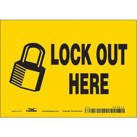 Safety Sign, 5 in Height, 7 in Width, Vinyl, Horizontal Rectangle, English, 469K33 MPN:469K33