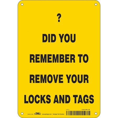 Safety Sign, 10 in Height, 7 in Width, Polyethylene, Horizontal Rectangle, English, 469K48 MPN:469K48