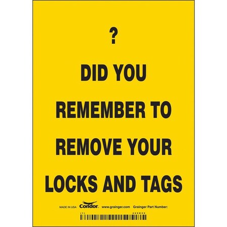 Safety Sign, 7 in Height, 5 in Width, Vinyl, Vertical Rectangle, English MPN:469K50