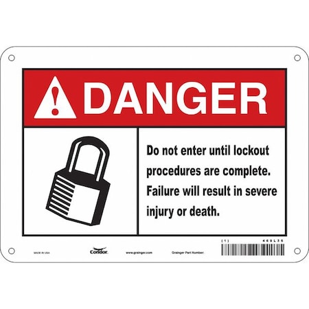 Safety Sign, 7 in Height, 10 in Width, Aluminum, Vertical Rectangle, English, 469L36 MPN:469L36