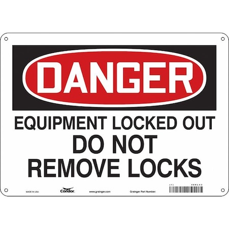 Safety Sign, 10 in Height, 14 in Width, Aluminum, Horizontal Rectangle, English, 469L43 MPN:469L43