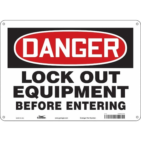 Safety Sign, 10 in Height, 14 in Width, Polyethylene, Horizontal Rectangle, English, 469L72 MPN:469L72