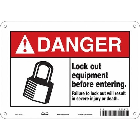 Safety Sign, 7 in Height, 10 in Width, Polyethylene, Vertical Rectangle, English, 469L77 MPN:469L77