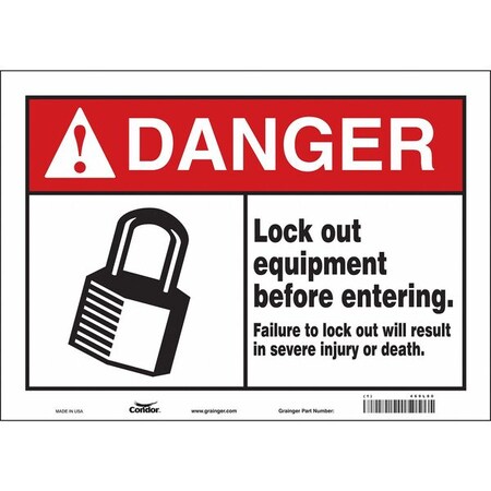 Safety Sign, 10 in Height, 14 in Width, Polyethylene, Horizontal Rectangle, English, 469L78 MPN:469L78