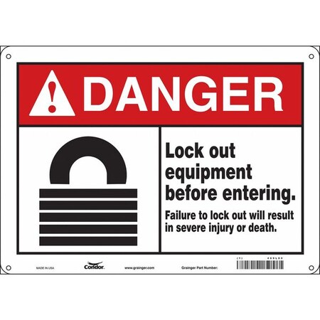 Safety Sign, 10 in Height, 14 in Width, Vinyl, Horizontal Rectangle, English, 469L80 MPN:469L80
