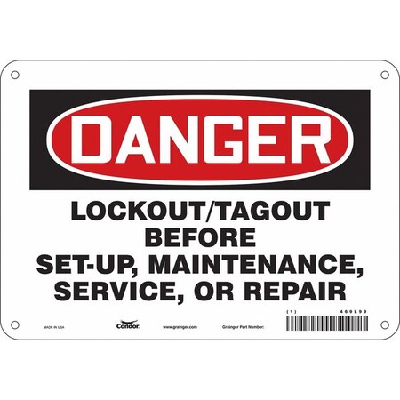Safety Sign, 7 in Height, 10 in Width, Aluminum, Vertical Rectangle, English, 469L99 MPN:469L99