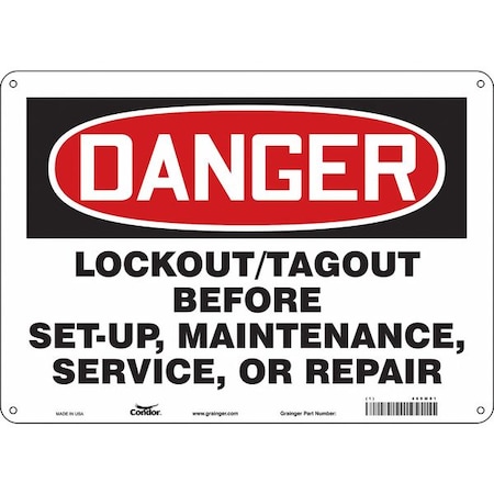 Safety Sign, 10 in Height, 14 in Width, Aluminum, Horizontal Rectangle, English, 469M01 MPN:469M01