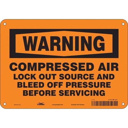 Safety Sign, 7 in Height, 10 in Width, Aluminum, Vertical Rectangle, English, 469M45 MPN:469M45