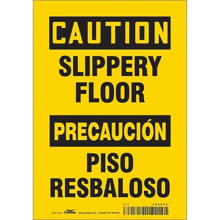 Safety Sign, 10 in Height, 7 in Width, Vinyl, Horizontal Rectangle, English, Spanish MPN:469P02
