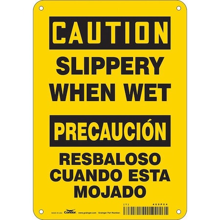 Safety Sign, 10 in Height, 7 in Width, Aluminum, Horizontal Rectangle, English, Spanish, 469P04 MPN:469P04