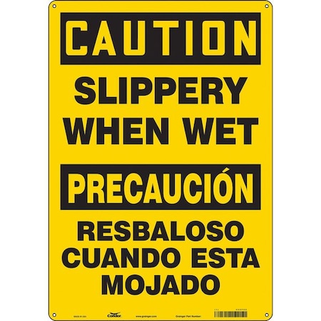 Safety Sign, 20 in Height, 14 in Width, Aluminum, Vertical Rectangle, English, Spanish MPN:469P06