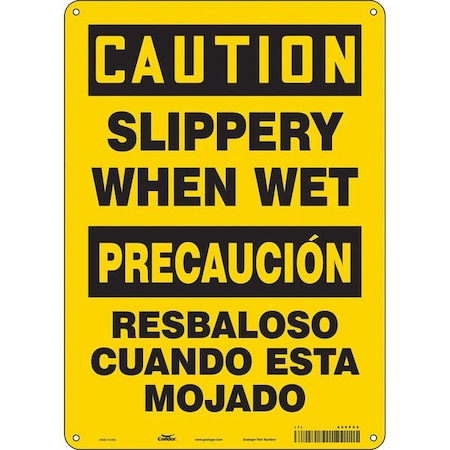 Safety Sign, 14 in Height, 10 in Width, Polyethylene, Vertical Rectangle, English, Spanish, 469P09 MPN:469P09
