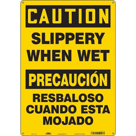 Safety Sign, 20 in Height, 14 in Width, Polyethylene, Vertical Rectangle, English, Spanish MPN:469P10