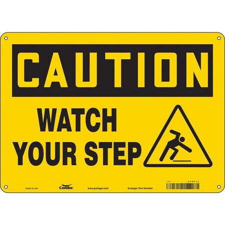 Safety Sign, 10 in Height, 14 in Width, Polyethylene, Horizontal Rectangle, English, 469P72 MPN:469P72