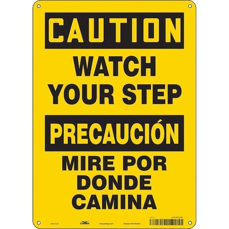Safety Sign, 14 in Height, 10 in Width, Polyethylene, Vertical Rectangle, English, Spanish, 469P88 MPN:469P88