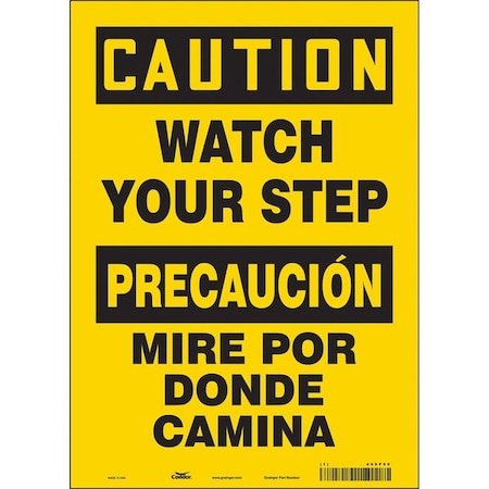 Safety Sign, 14 in Height, 10 in Width, Vinyl, Vertical Rectangle, English, Spanish, 469P90 MPN:469P90