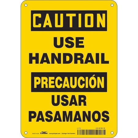 Safety Sign, 10 in Height, 7 in Width, Aluminum, Horizontal Rectangle, English, Spanish, 469R52 MPN:469R52