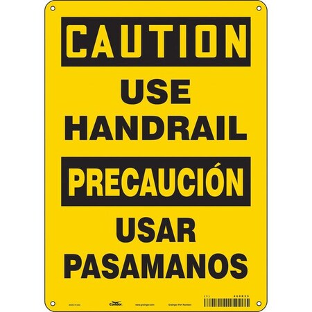 Safety Sign, 14 in Height, 10 in Width, Polyethylene, Vertical Rectangle, English, Spanish, 469R55 MPN:469R55
