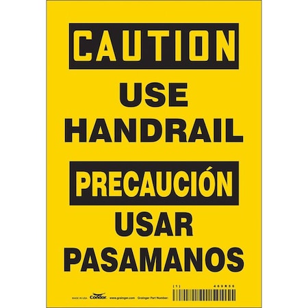 Safety Sign, 10 in Height, 7 in Width, Vinyl, Horizontal Rectangle, English, Spanish, 469R56 MPN:469R56