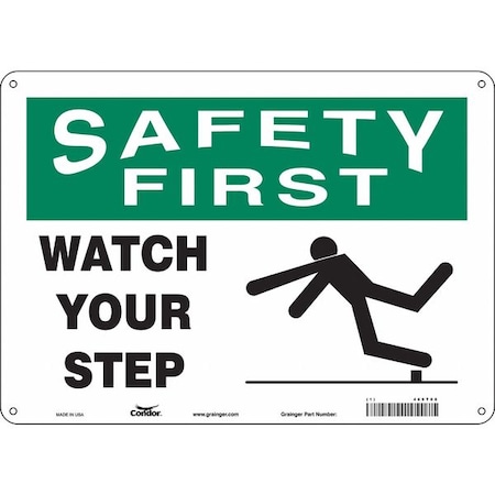 Safety Sign, 10 in Height, 14 in Width, Aluminum, Horizontal Rectangle, English, 469T08 MPN:469T08