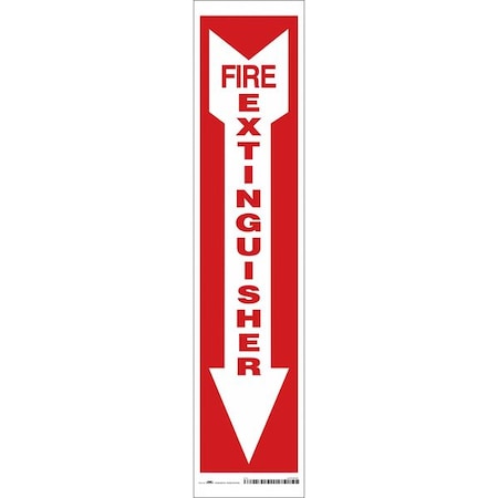 Safety Sign, Fire Extinguisher Legend, Vinyl, Adhesive Sign Mounting, 18 in x 4 in, Red/White MPN:469V42