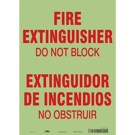 Safety Sign, 14 in Height, 10 in Width, Glow Vinyl, Vertical Rectangle, English, Spanish MPN:469Y20