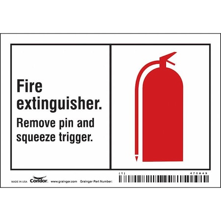 Safety Sign, 3 1/2 in Height, 5 in Width, Vinyl, Horizontal Rectangle, English, 470A49 MPN:470A49
