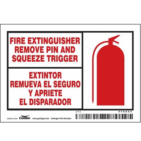 Safety Sign, 3 1/2 in Height, 5 in Width, Vinyl, Horizontal Rectangle, English, Spanish MPN:470A54
