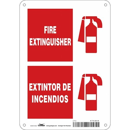 Safety Sign, 10 in Height, 7 in Width, Glow Vinyl, Horizontal Rectangle, English, Spanish MPN:470A85