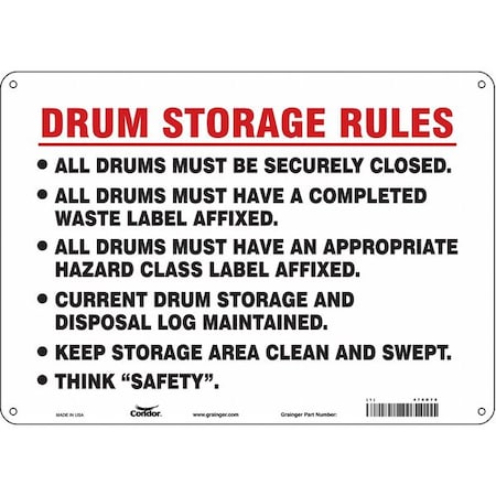 Safety Sign, 10 in Height, 14 in Width, Polyethylene, Horizontal Rectangle, English, 470D79 MPN:470D79
