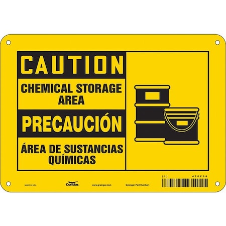 Safety Sign, 7 in H, 10 in W, Vertical Rectangle, English, Spanish, 470F38 MPN:470F38
