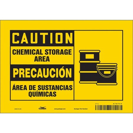 Safety Sign, 7 in H, 10 in W, Vinyl, Vertical Rectangle, English, Spanish, 470F43 MPN:470F43