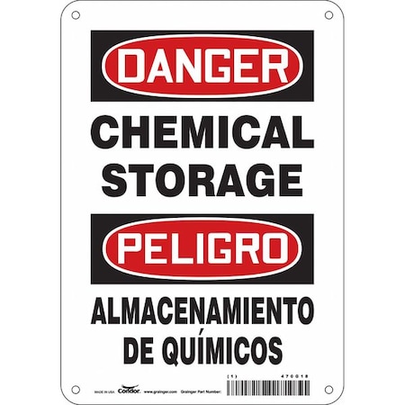 Safety Sign, 10 in H, 7 in W, Polyethylene, Horizontal Rectangle, English, Spanish, 470G18 MPN:470G18