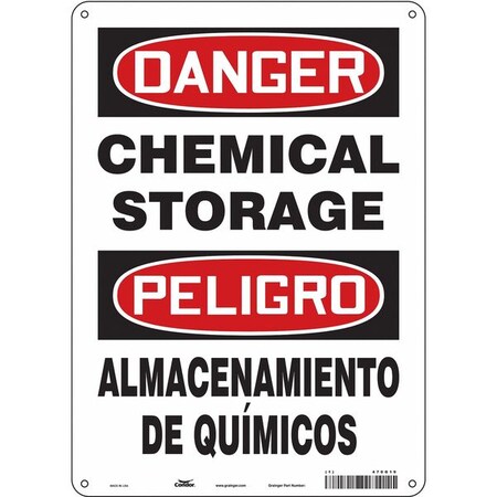 Safety Sign, 14 in H, 10 in W, Polyethylene, Vertical Rectangle, English, Spanish, 470G19 MPN:470G19