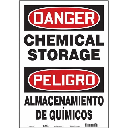 Safety Sign, 20 in H, 14 in W, Vinyl, Vertical Rectangle, English, Spanish, 470G23 MPN:470G23
