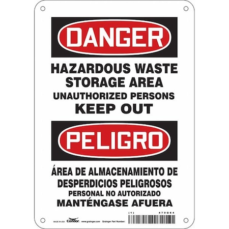 Safety Sign, 10 in H, 7 in W, Horizontal Rectangle, English, Spanish, 470G64 MPN:470G64