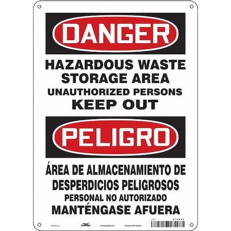 Safety Sign, 14 in Height, 10 in Width, Aluminum, Vertical Rectangle, English, Spanish, 470G65 MPN:470G65