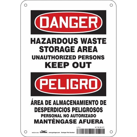 Safety Sign, 10 in H, 7 in W, Polyethylene, Horizontal Rectangle, English, Spanish, 470G67 MPN:470G67