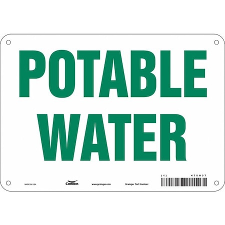 Potable Water, 10 in W x 7 in H, Vertical Rectangle, Aluminum, 470H37 MPN:470H37